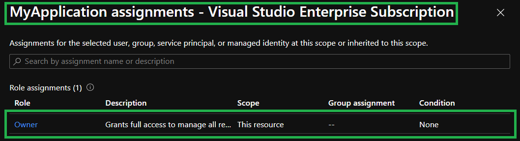 Role assignment check access