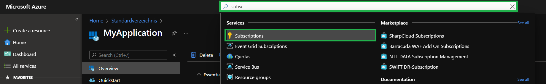 Subscription search