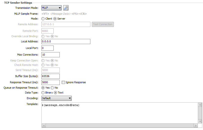 New TCP sender server mode